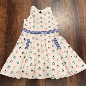 Janie and Jack Sleeveless White Dress with Pink and Blue Floral Pattern
